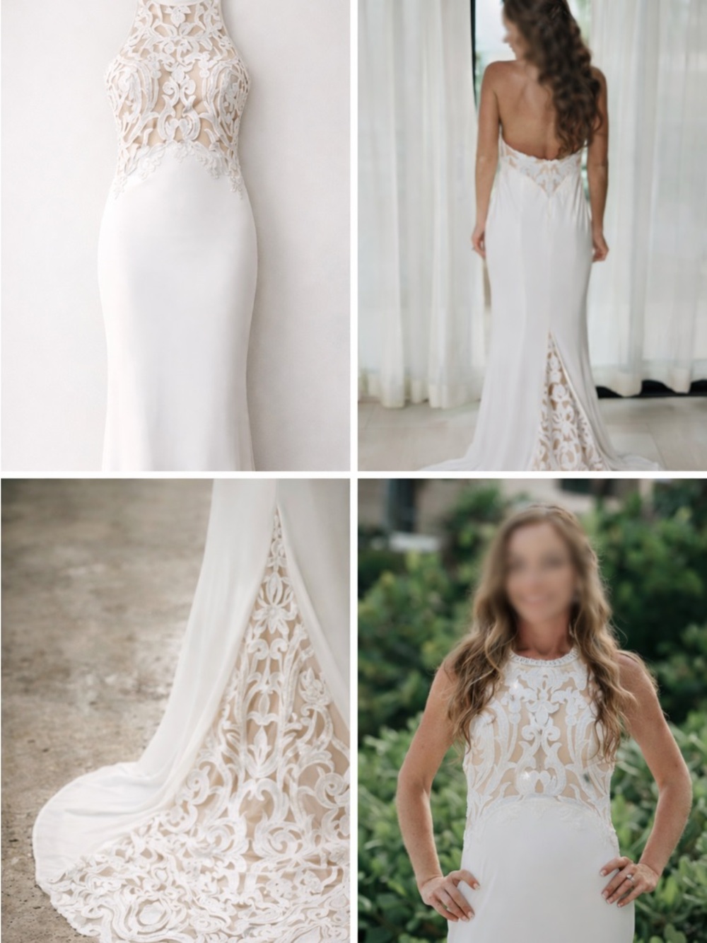 White Halter Sleeveless Wedding Gown